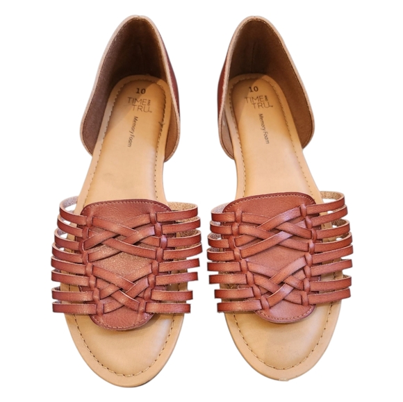 Time and Tru Women's Hurarche Flats Sandals Boho Woven - Size 10 - Picture 2 of 6